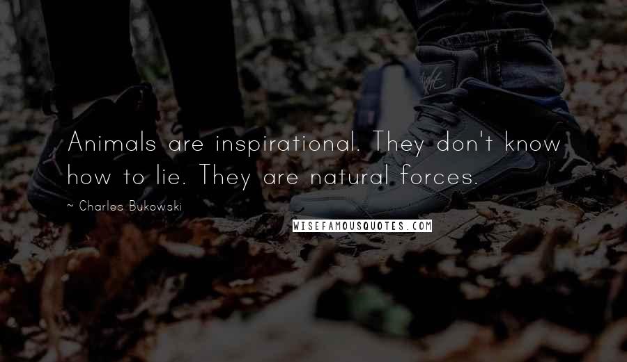 Charles Bukowski Quotes: Animals are inspirational. They don't know how to lie. They are natural forces.