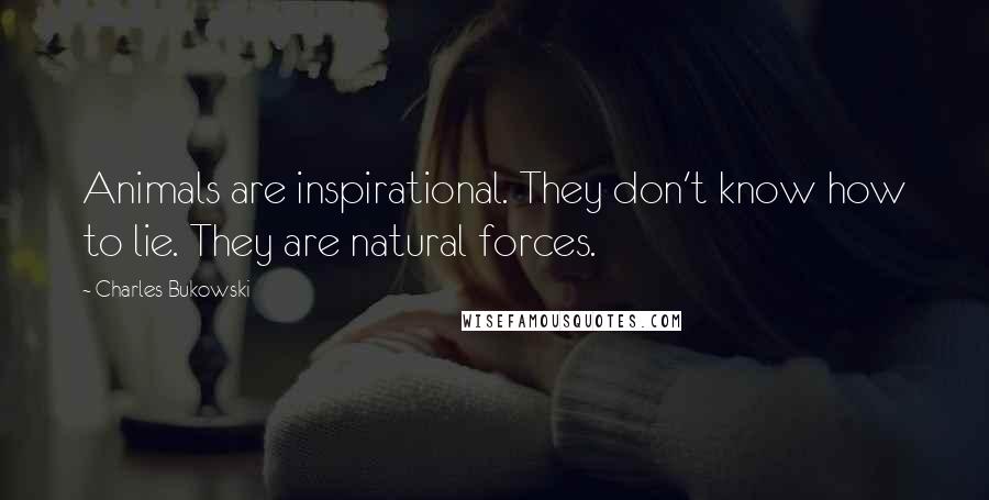 Charles Bukowski Quotes: Animals are inspirational. They don't know how to lie. They are natural forces.