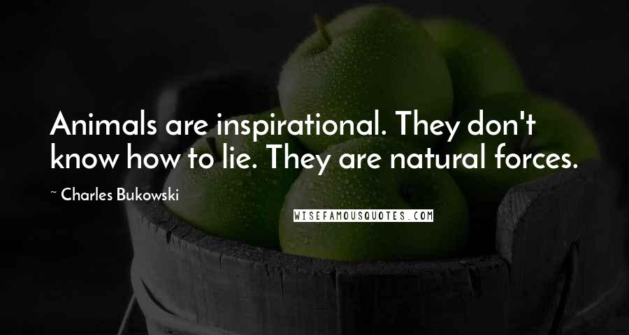 Charles Bukowski Quotes: Animals are inspirational. They don't know how to lie. They are natural forces.