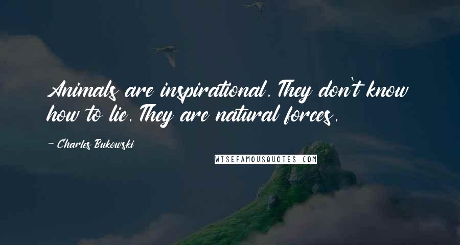 Charles Bukowski Quotes: Animals are inspirational. They don't know how to lie. They are natural forces.