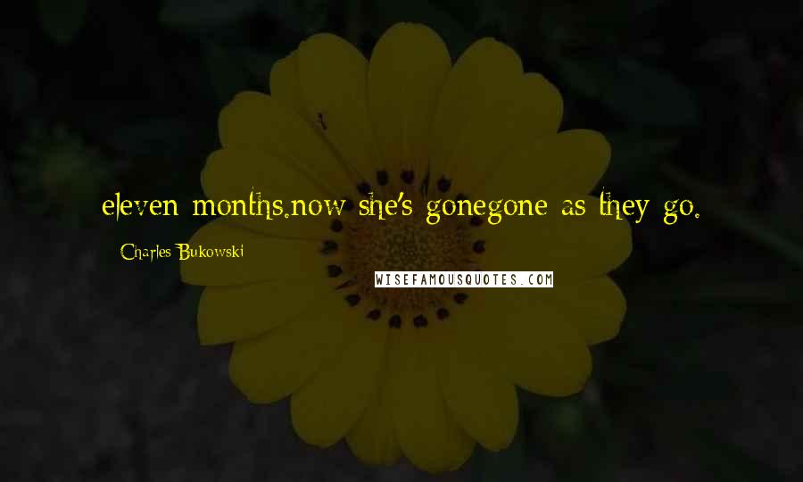 Charles Bukowski Quotes: eleven months.now she's gonegone as they go.