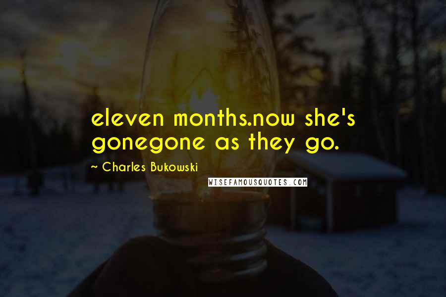 Charles Bukowski Quotes: eleven months.now she's gonegone as they go.