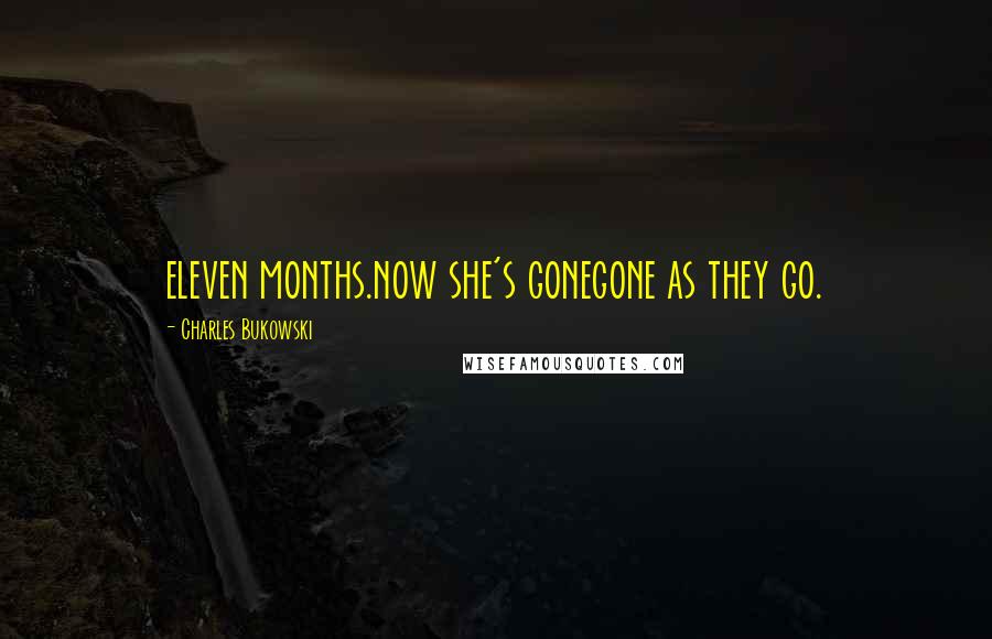 Charles Bukowski Quotes: eleven months.now she's gonegone as they go.