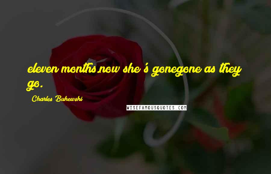 Charles Bukowski Quotes: eleven months.now she's gonegone as they go.