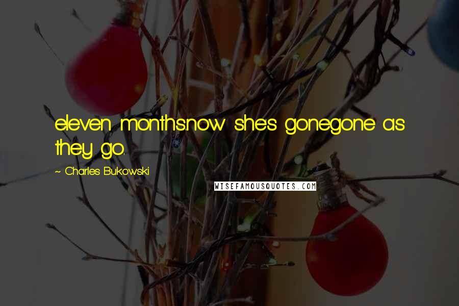 Charles Bukowski Quotes: eleven months.now she's gonegone as they go.