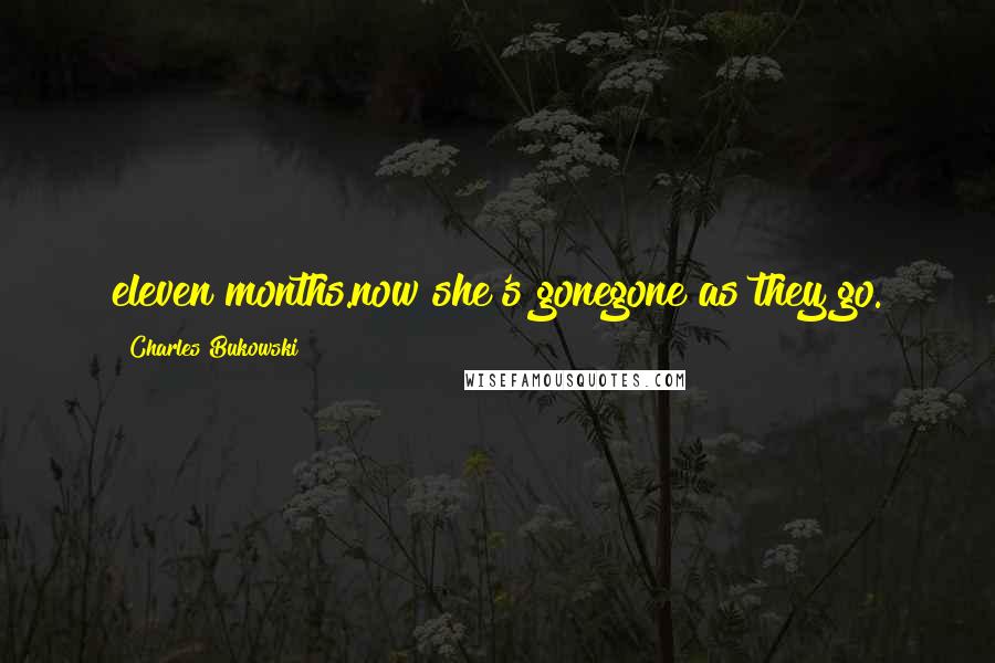 Charles Bukowski Quotes: eleven months.now she's gonegone as they go.