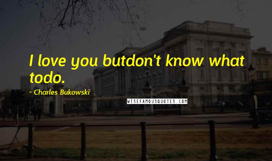 Charles Bukowski Quotes: I love you butdon't know what todo.