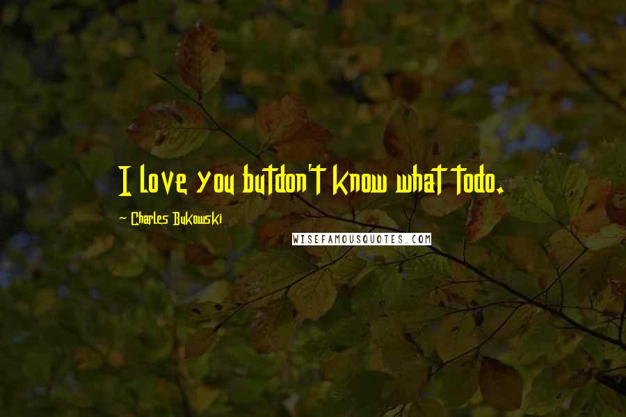 Charles Bukowski Quotes: I love you butdon't know what todo.