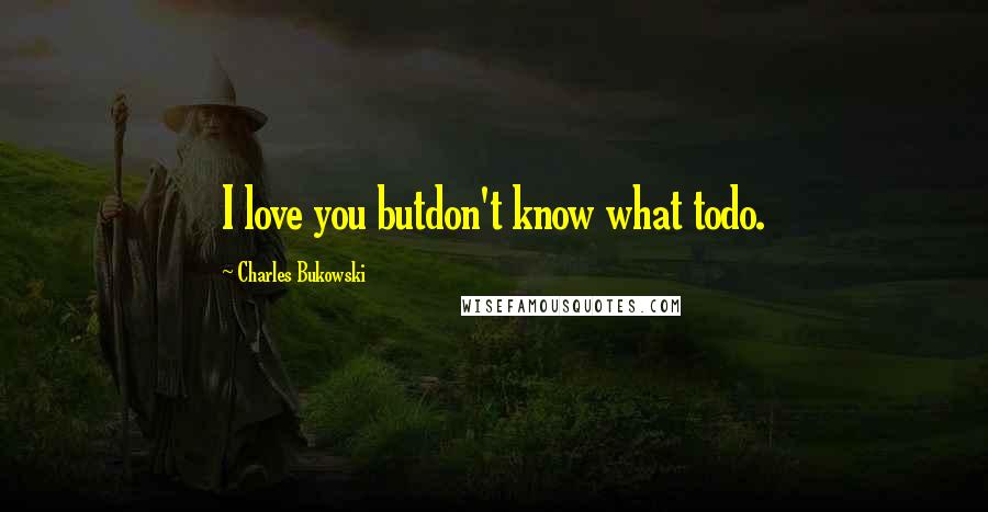 Charles Bukowski Quotes: I love you butdon't know what todo.