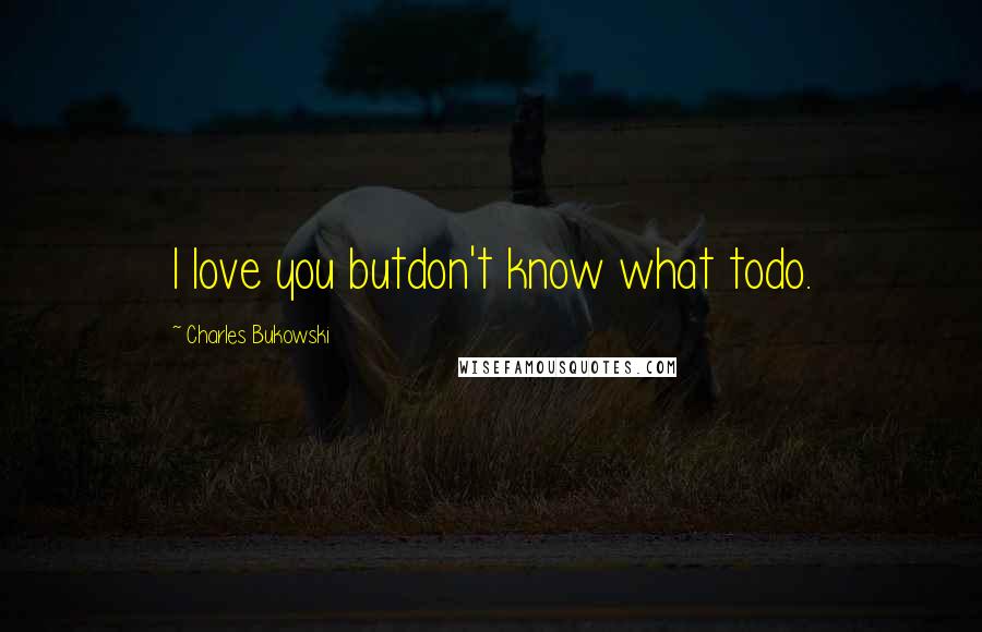 Charles Bukowski Quotes: I love you butdon't know what todo.
