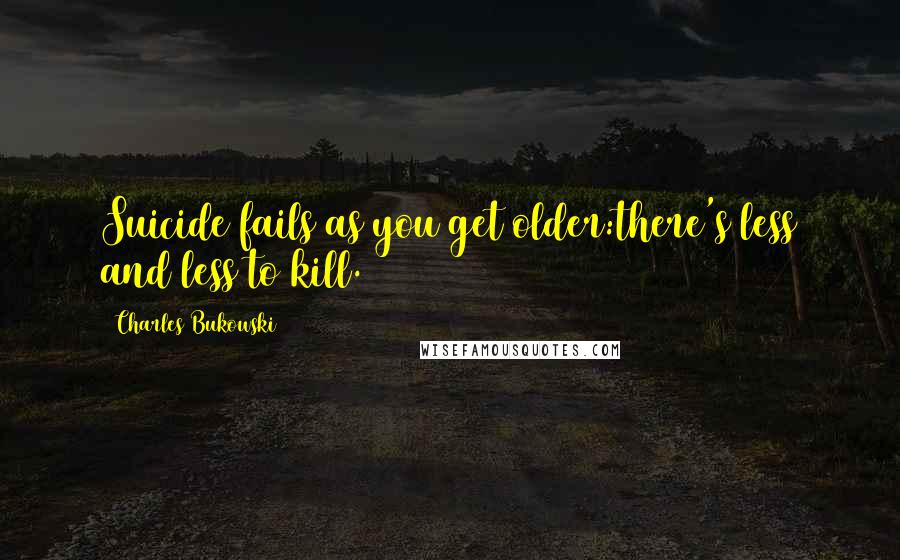 Charles Bukowski Quotes: Suicide fails as you get older:there's less and less to kill.