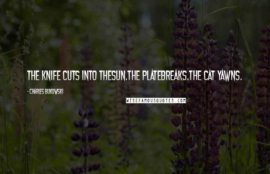 Charles Bukowski Quotes: The knife cuts into thesun.the platebreaks.the cat yawns.