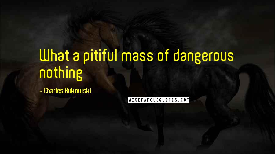 Charles Bukowski Quotes: What a pitiful mass of dangerous nothing