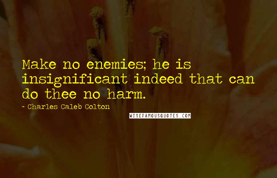 Charles Caleb Colton Quotes: Make no enemies; he is insignificant indeed that can do thee no harm.