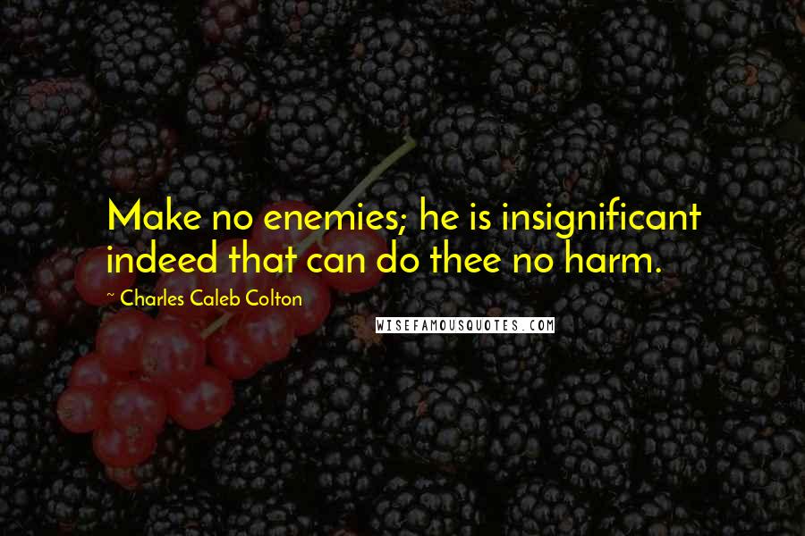 Charles Caleb Colton Quotes: Make no enemies; he is insignificant indeed that can do thee no harm.