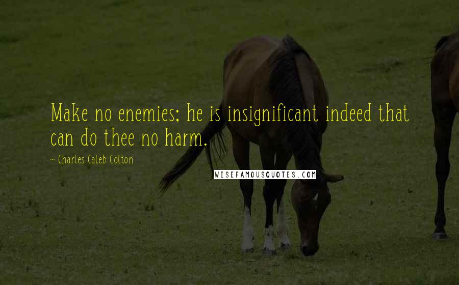 Charles Caleb Colton Quotes: Make no enemies; he is insignificant indeed that can do thee no harm.