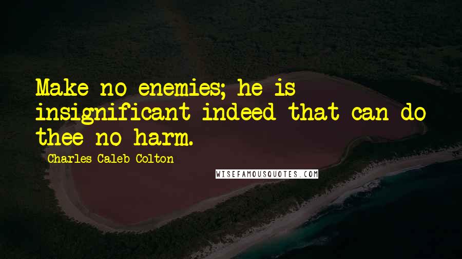 Charles Caleb Colton Quotes: Make no enemies; he is insignificant indeed that can do thee no harm.