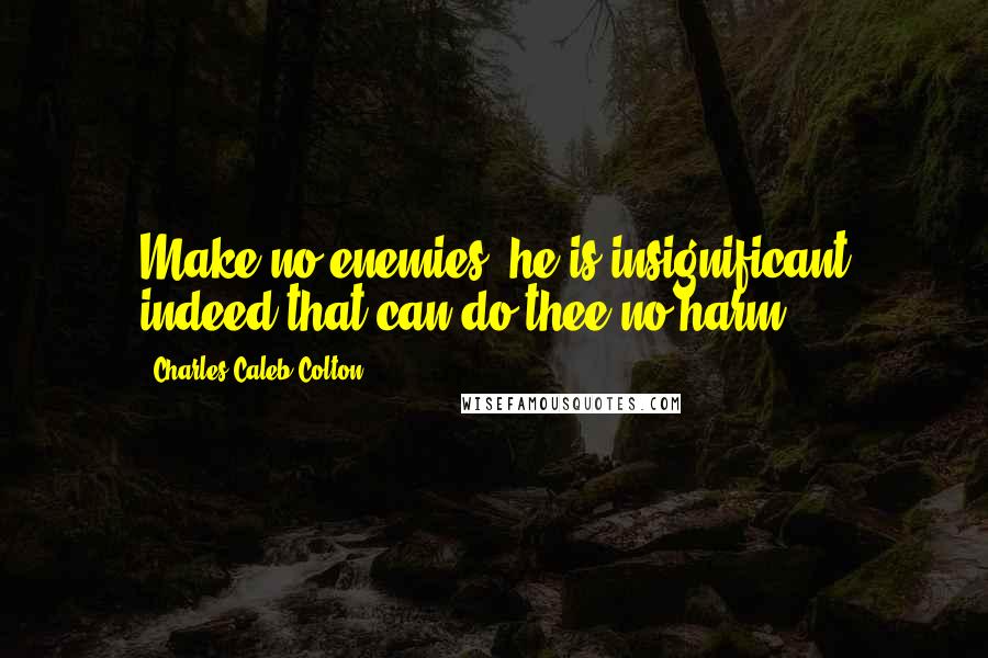 Charles Caleb Colton Quotes: Make no enemies; he is insignificant indeed that can do thee no harm.