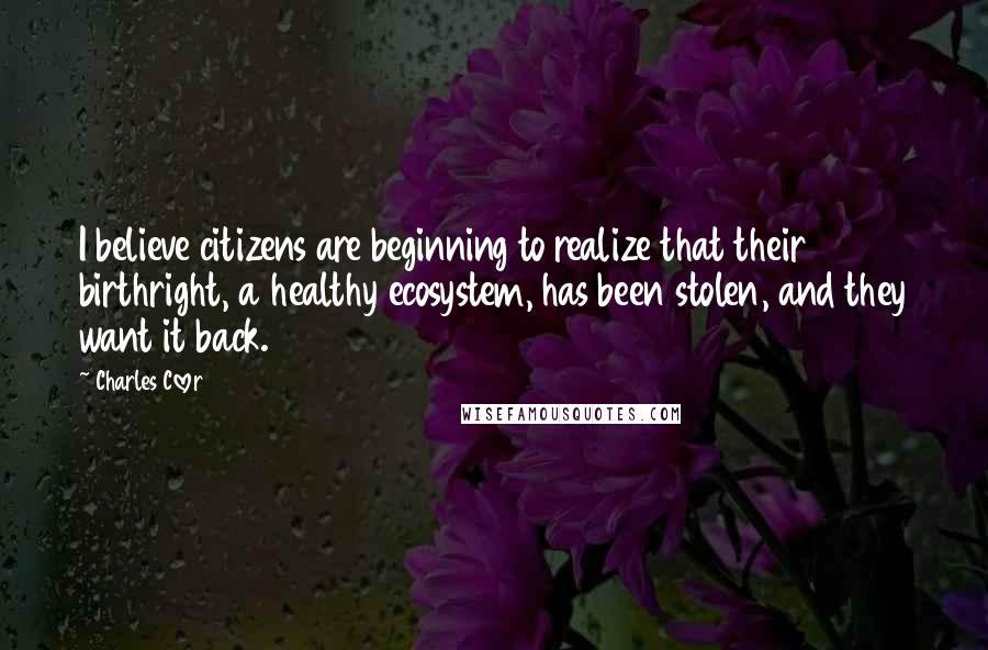Charles Clover Quotes: I believe citizens are beginning to realize that their birthright, a healthy ecosystem, has been stolen, and they want it back.
