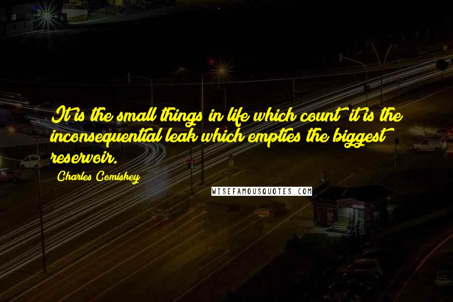 Charles Comiskey Quotes: It is the small things in life which count; it is the inconsequential leak which empties the biggest reservoir.