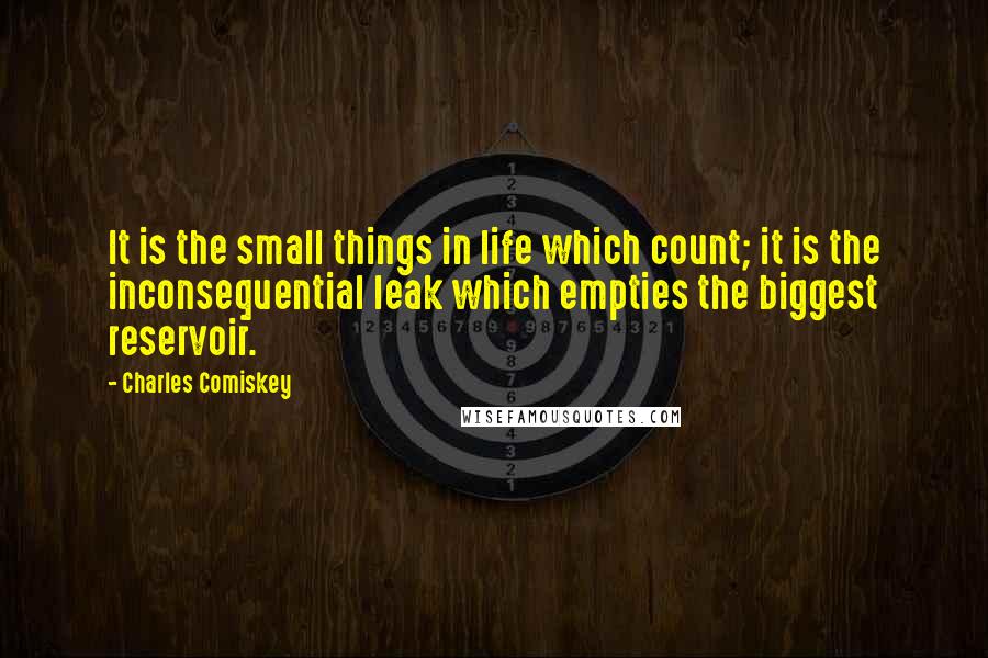 Charles Comiskey Quotes: It is the small things in life which count; it is the inconsequential leak which empties the biggest reservoir.