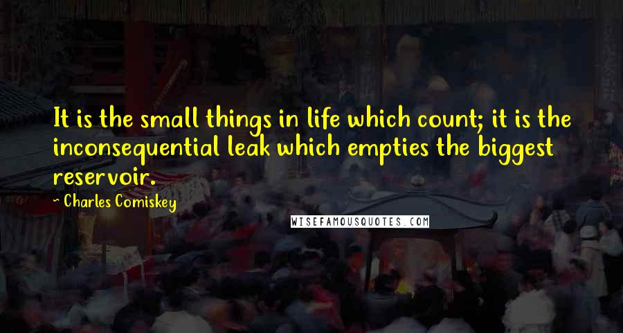 Charles Comiskey Quotes: It is the small things in life which count; it is the inconsequential leak which empties the biggest reservoir.