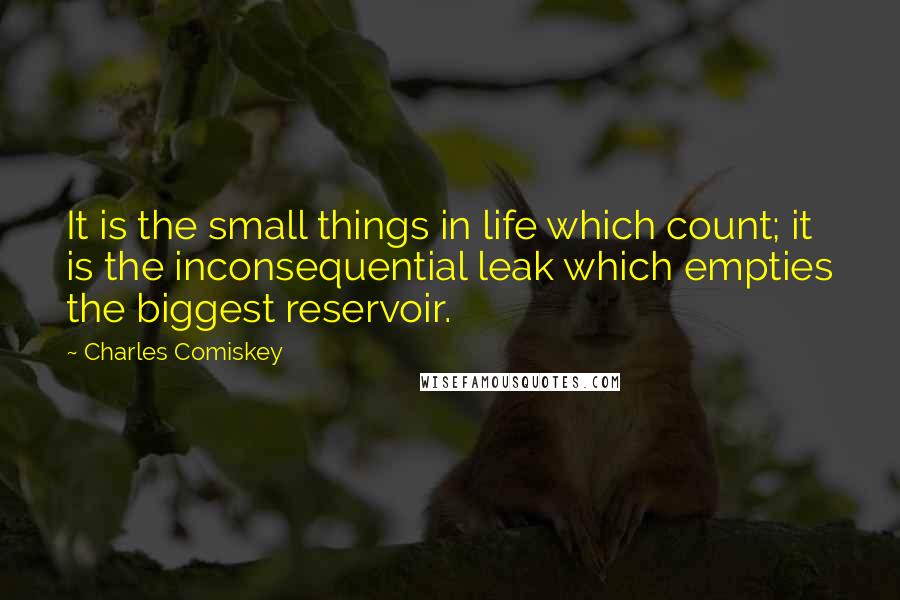 Charles Comiskey Quotes: It is the small things in life which count; it is the inconsequential leak which empties the biggest reservoir.