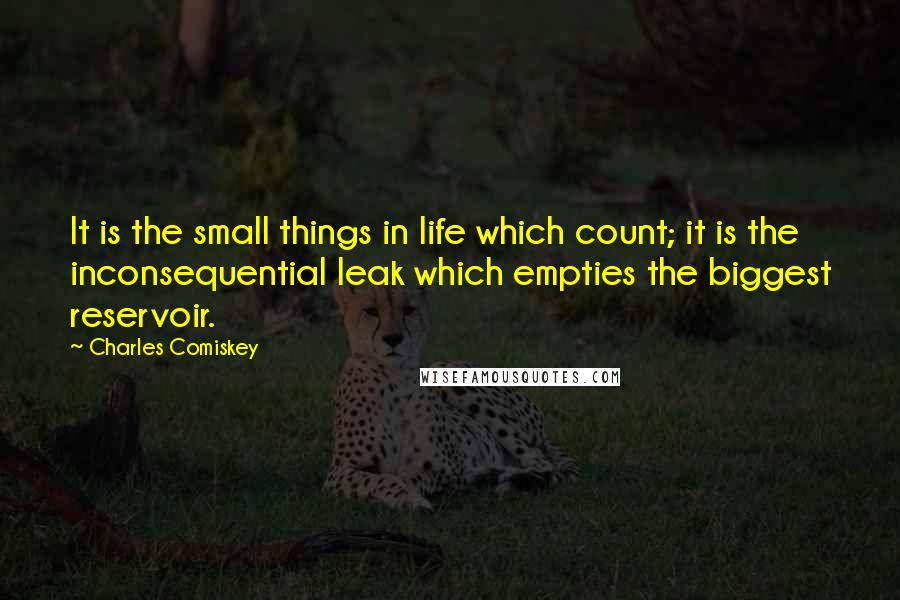 Charles Comiskey Quotes: It is the small things in life which count; it is the inconsequential leak which empties the biggest reservoir.