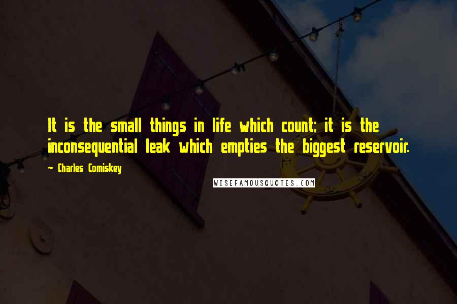 Charles Comiskey Quotes: It is the small things in life which count; it is the inconsequential leak which empties the biggest reservoir.