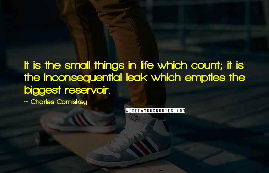 Charles Comiskey Quotes: It is the small things in life which count; it is the inconsequential leak which empties the biggest reservoir.