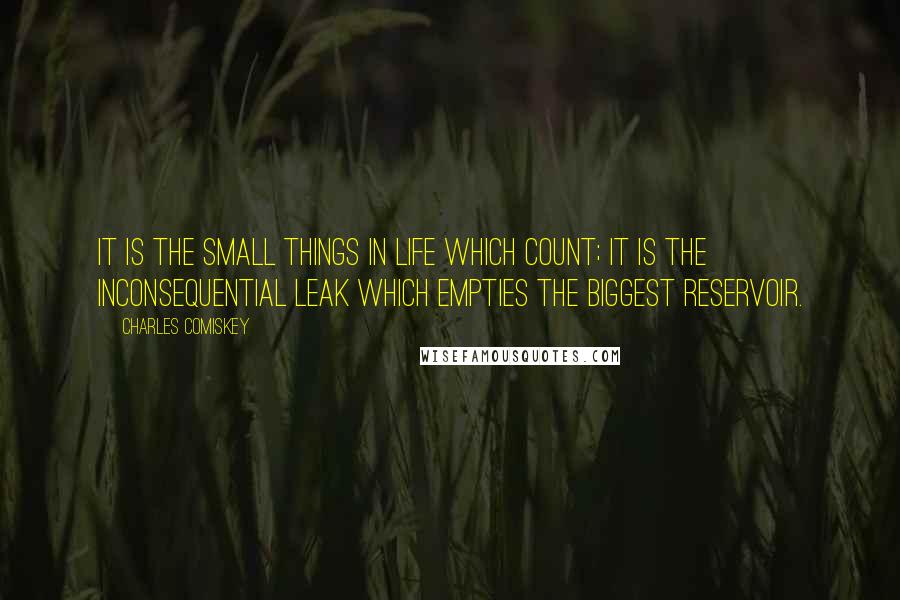 Charles Comiskey Quotes: It is the small things in life which count; it is the inconsequential leak which empties the biggest reservoir.