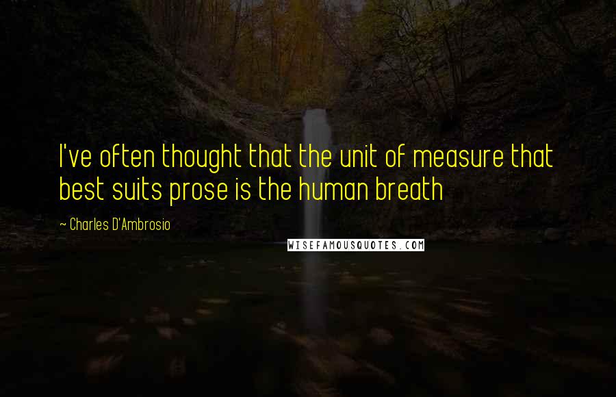 Charles D'Ambrosio Quotes: I've often thought that the unit of measure that best suits prose is the human breath