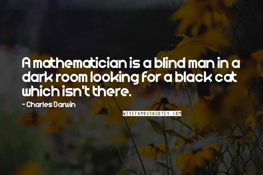 Charles Darwin Quotes: A mathematician is a blind man in a dark room looking for a black cat which isn't there.