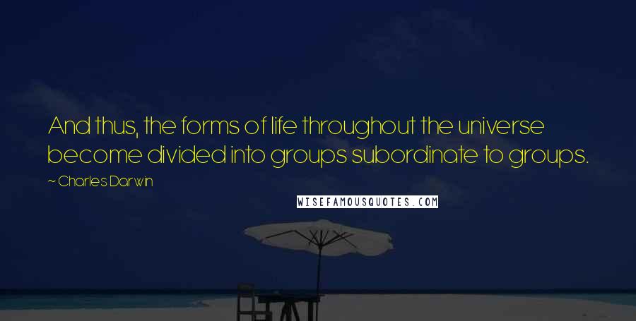 Charles Darwin Quotes: And thus, the forms of life throughout the universe become divided into groups subordinate to groups.