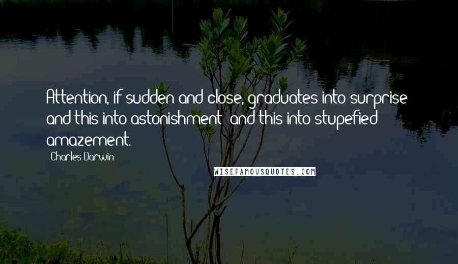 Charles Darwin Quotes: Attention, if sudden and close, graduates into surprise; and this into astonishment; and this into stupefied amazement.