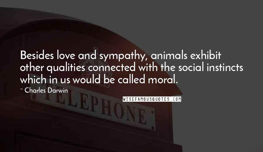 Charles Darwin Quotes: Besides love and sympathy, animals exhibit other qualities connected with the social instincts which in us would be called moral.