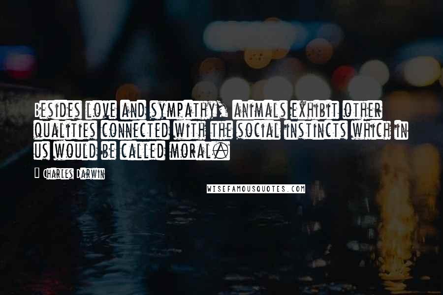 Charles Darwin Quotes: Besides love and sympathy, animals exhibit other qualities connected with the social instincts which in us would be called moral.