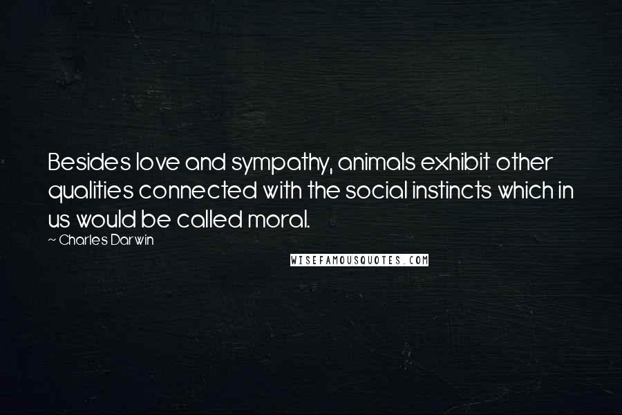 Charles Darwin Quotes: Besides love and sympathy, animals exhibit other qualities connected with the social instincts which in us would be called moral.