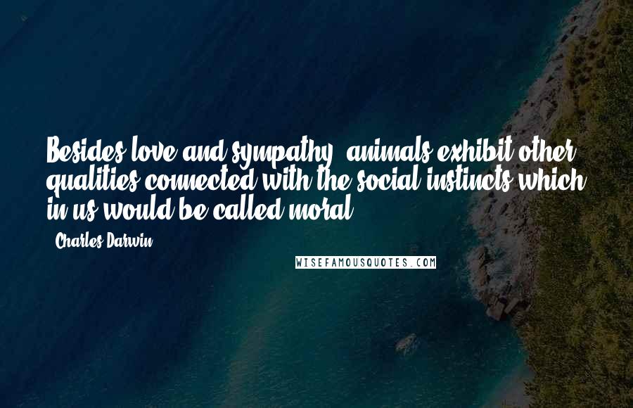 Charles Darwin Quotes: Besides love and sympathy, animals exhibit other qualities connected with the social instincts which in us would be called moral.