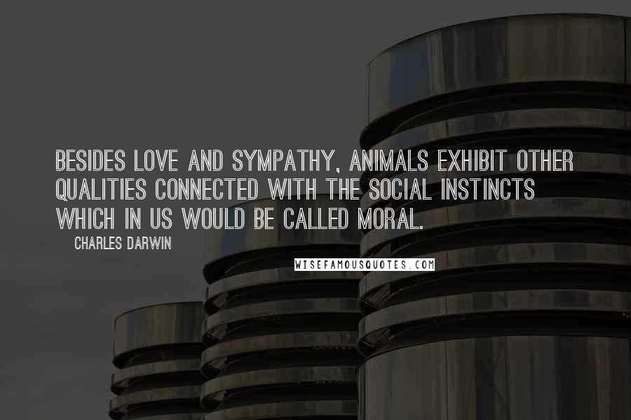 Charles Darwin Quotes: Besides love and sympathy, animals exhibit other qualities connected with the social instincts which in us would be called moral.