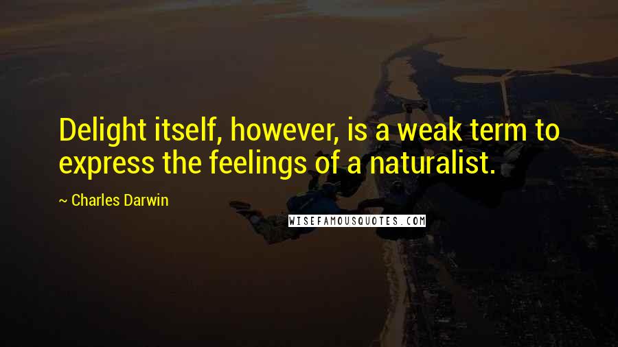 Charles Darwin Quotes: Delight itself, however, is a weak term to express the feelings of a naturalist.