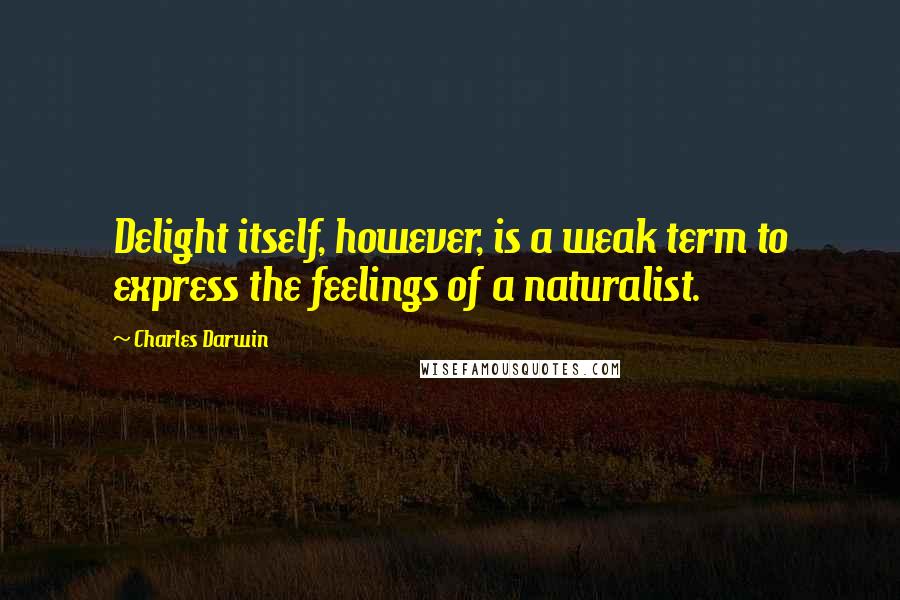 Charles Darwin Quotes: Delight itself, however, is a weak term to express the feelings of a naturalist.