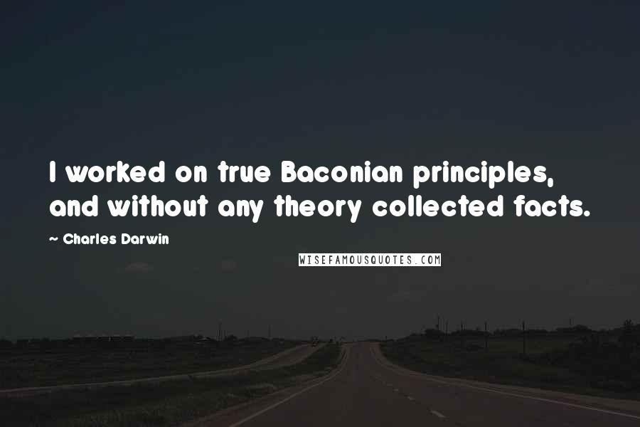 Charles Darwin Quotes: I worked on true Baconian principles, and without any theory collected facts.