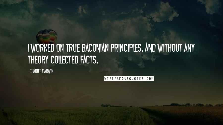 Charles Darwin Quotes: I worked on true Baconian principles, and without any theory collected facts.