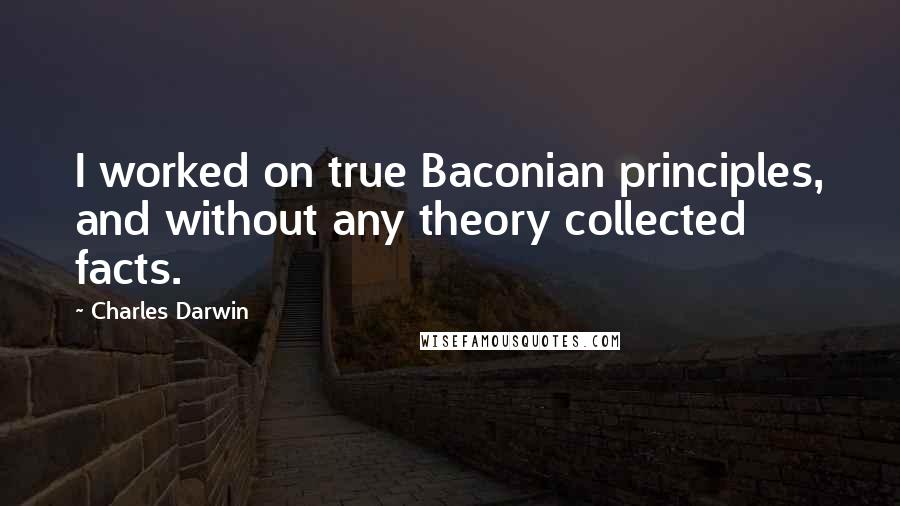 Charles Darwin Quotes: I worked on true Baconian principles, and without any theory collected facts.