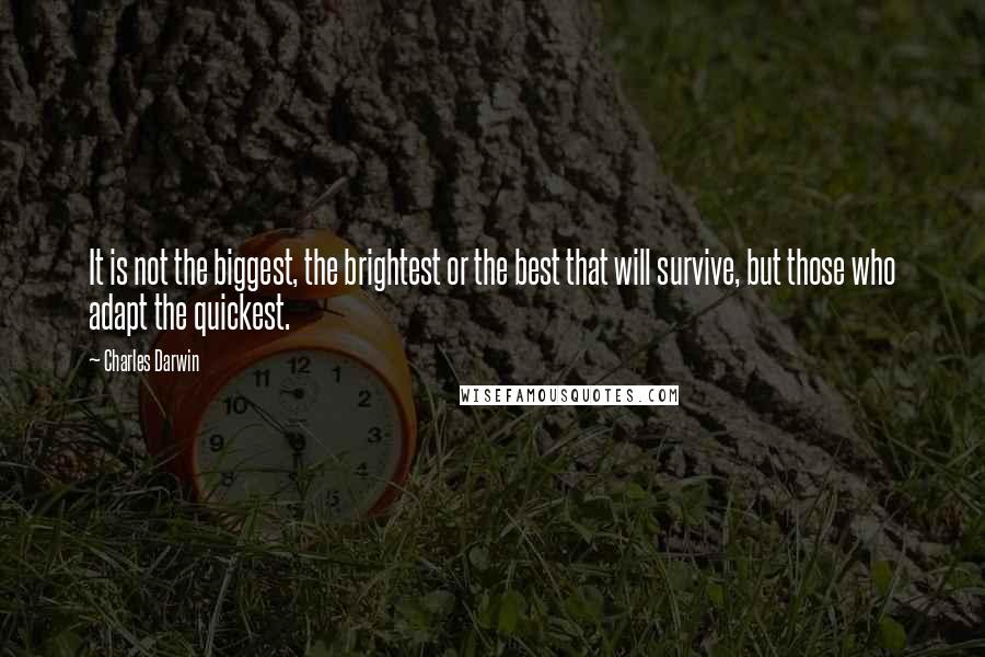 Charles Darwin Quotes: It is not the biggest, the brightest or the best that will survive, but those who adapt the quickest.