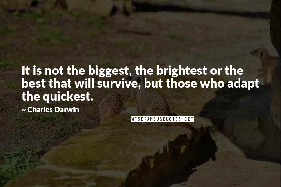 Charles Darwin Quotes: It is not the biggest, the brightest or the best that will survive, but those who adapt the quickest.