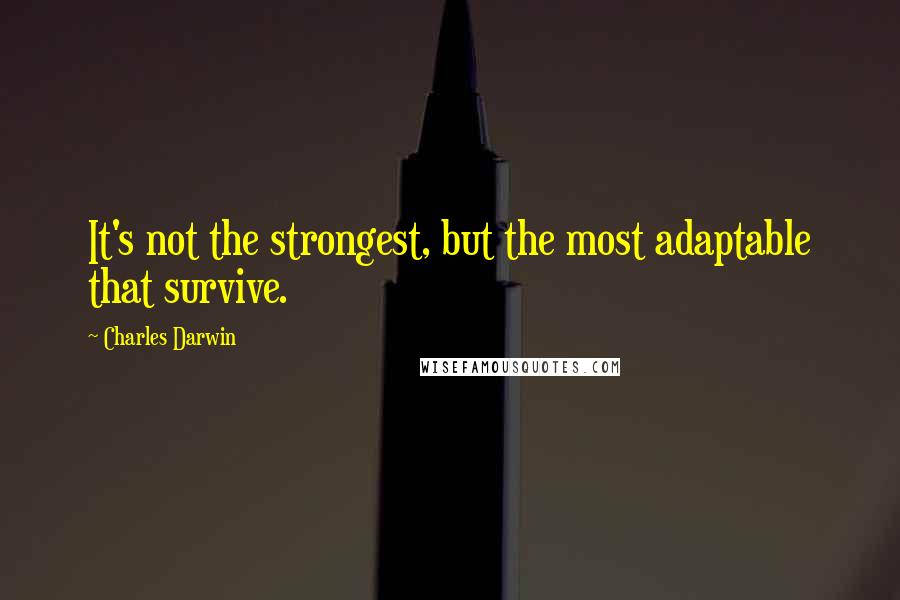 Charles Darwin Quotes: It's not the strongest, but the most adaptable that survive.