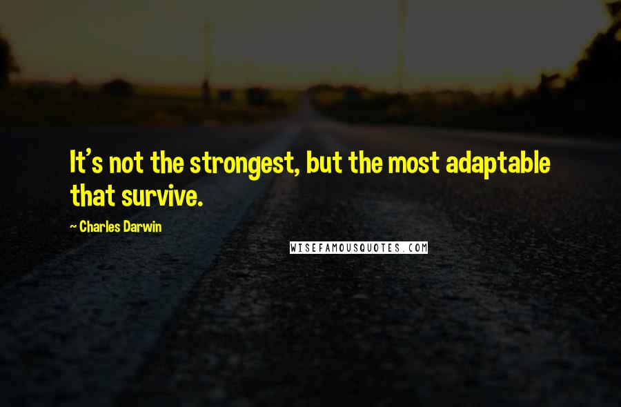 Charles Darwin Quotes: It's not the strongest, but the most adaptable that survive.