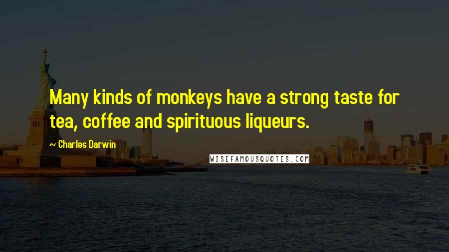 Charles Darwin Quotes: Many kinds of monkeys have a strong taste for tea, coffee and spirituous liqueurs.